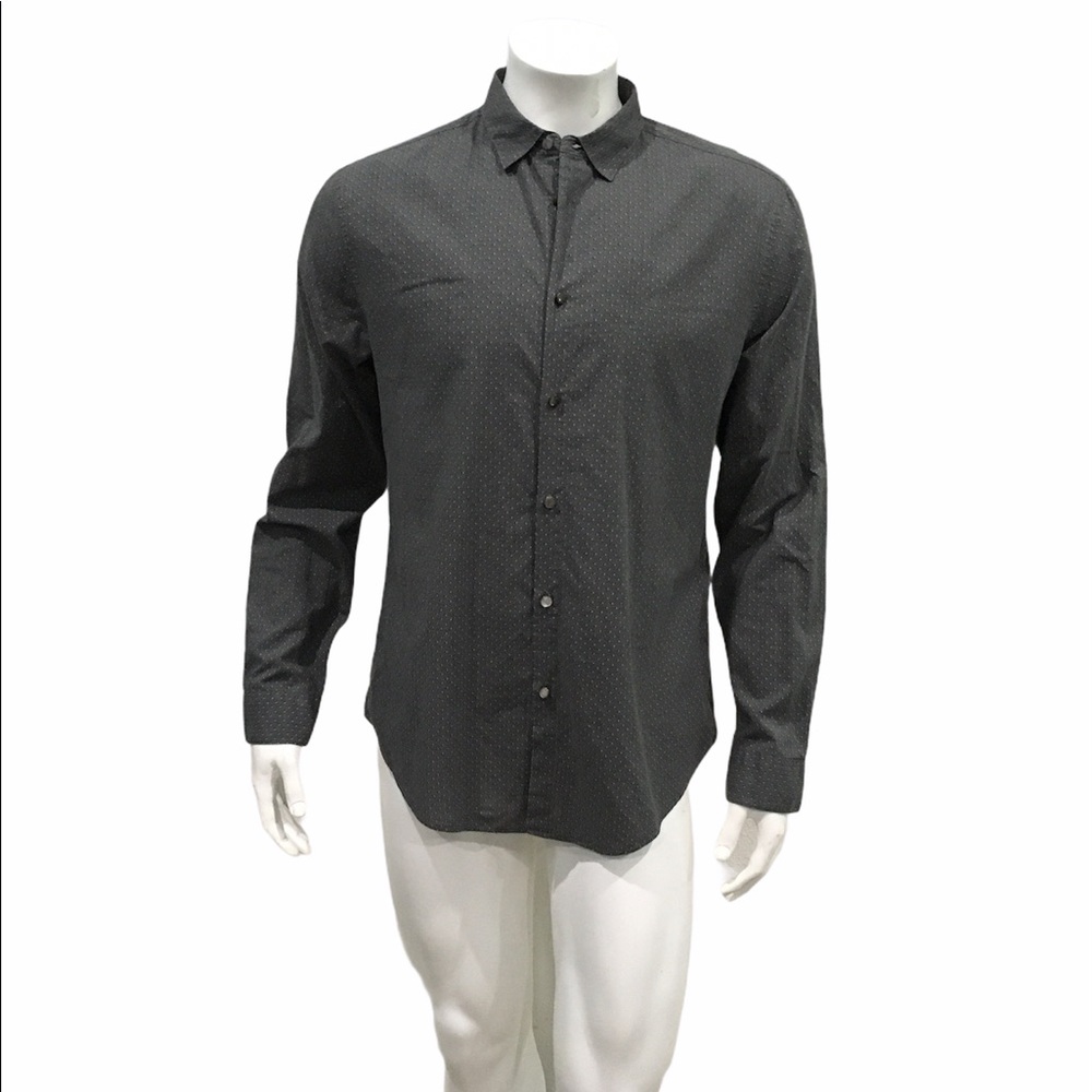 John Varvatos Mens Gray Polka Dot Dress Shirt